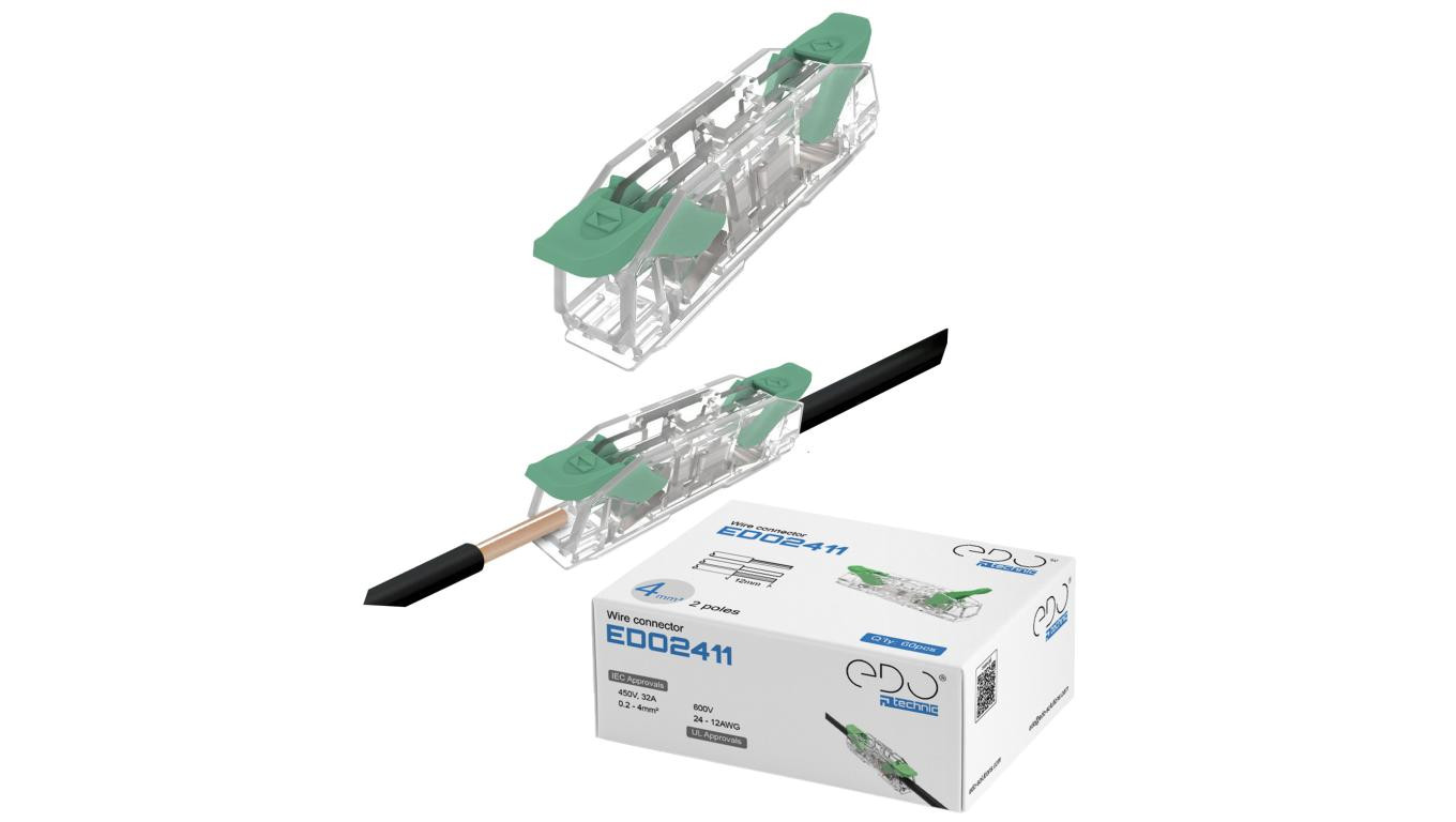Złączka przelotowa instalacyjna z dźwignią do wszystkich rodzajów przewodów maks. 4mm² 2-przew. EDO2411 60 szt.