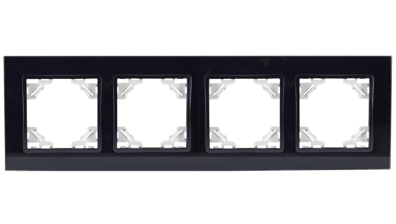 QUADRA RAMKA SZKLANA, POCZWÓRNA, CZARNA, DO GNIAZD I WŁĄCZNIKÓW