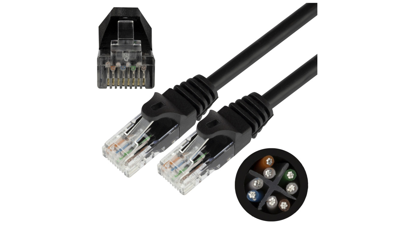 Patchcord UTP kat.6 kabel sieciowy LAN 2x RJ45 linka czarny 2m NEKU