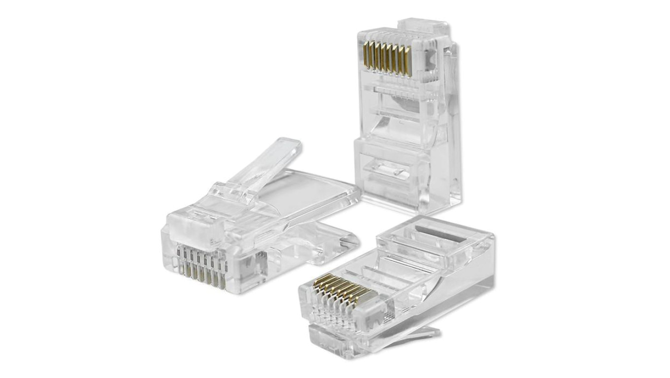 Qoltec Wtyk przelotowy złącze RJ45 CAT5e UTP Pass Through Pozłacane styki 100 sztuk