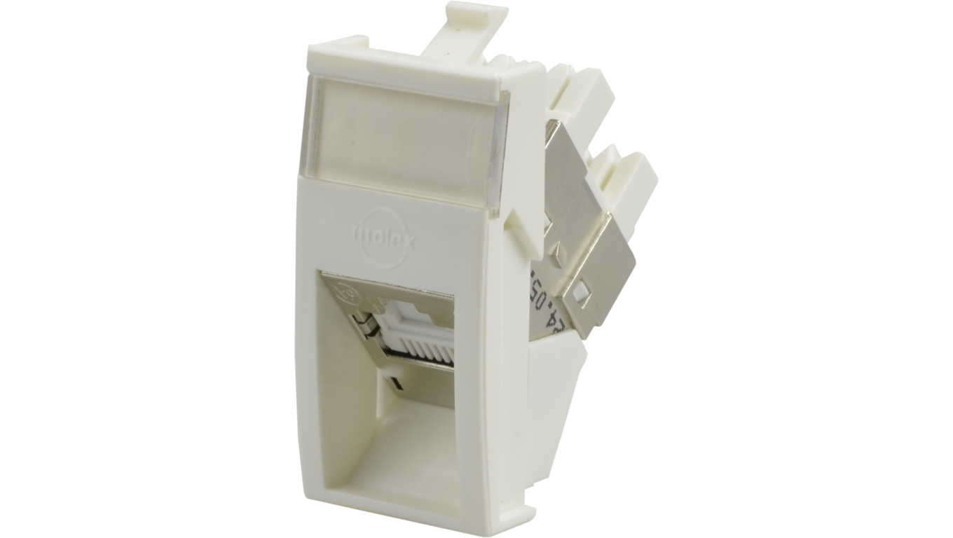 Gniazdo internetowe 1x RJ45 STP kat.6A ekranowane moduł 1M 22,5x45 biały DataGate Molex