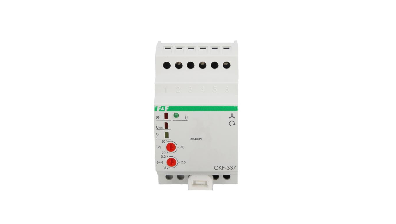 Przekaźnik kolejności, zaniku i asymetrii faz 10A 1P 0,2-5sek 20-60V CKF-337