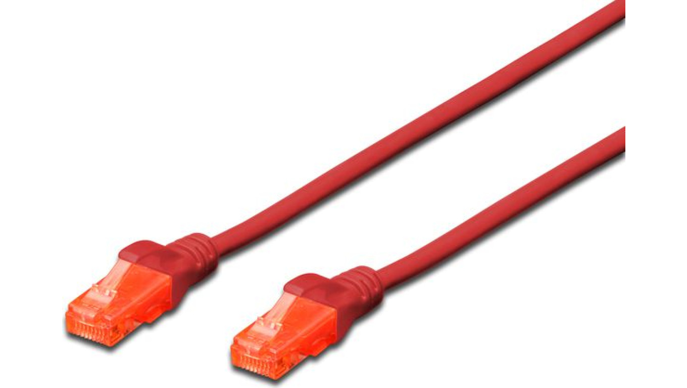 Kabel krosowy (patch cord) RJ45-RJ45 kat.6 U/UTP AWG 26/7 PVC 10m czerwony DK-1612-100/R
