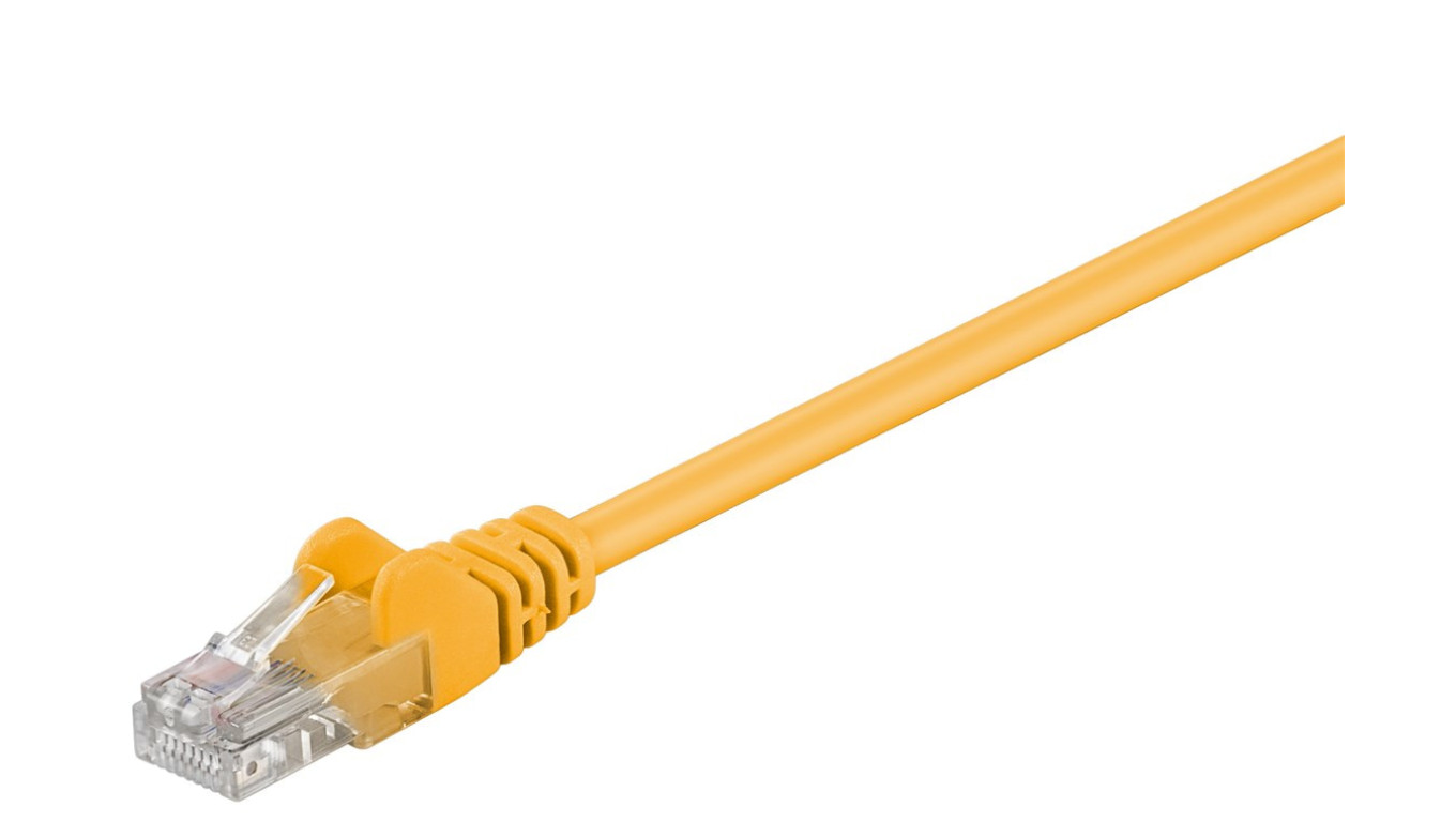 CAT 5e Kabel łączący, U/UTP, Żółty - Długość kabla 1 m