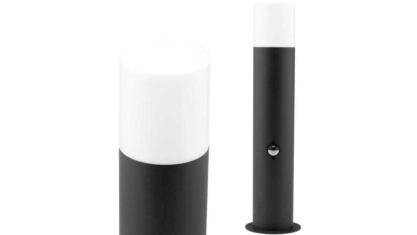 Lampa Ogrodowa LED Słupek E27 TUBA NISKA Grafit 44cm DALLAS GOLDLUX Z Czujnikiem Ruchu I Zmierzchu