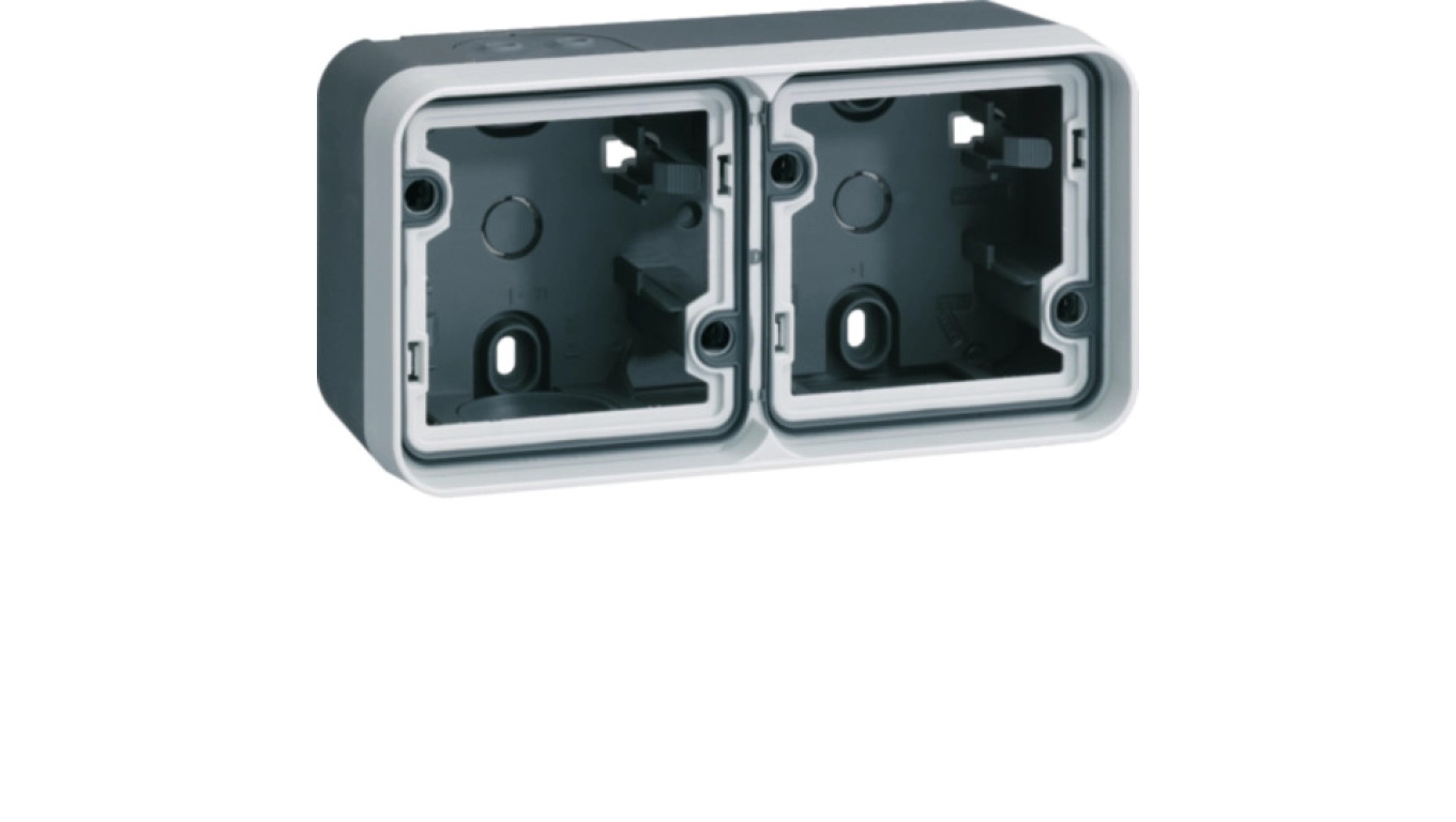 W.1 Adapter natynkowy 2-kr poziomy, 2 wejścia, IP55, szary WNA672