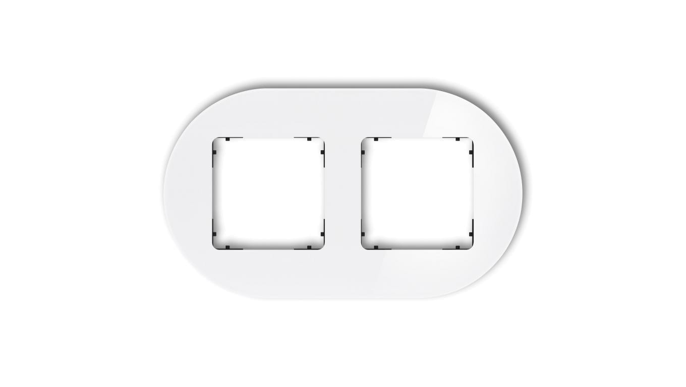 ICON Ramka uniwersalna podwójna okrągła - efekt szkła (ramka: biała spód: czarny) 0-12-IRSO-2