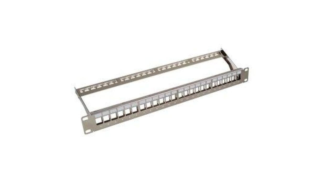 Patch Panel 1U 24 porty modułów Keystone otwarty srebrny