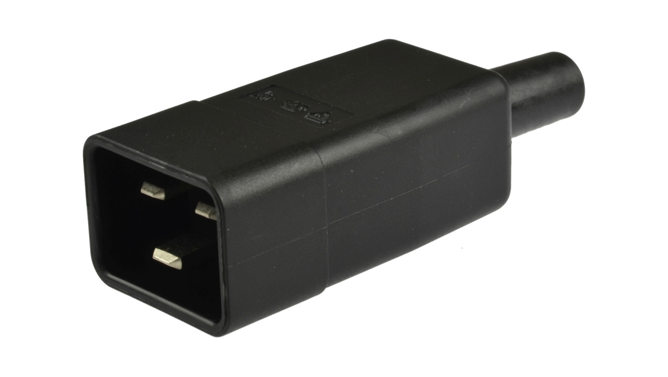 Gniazdo zasilające IEC320 C20 złącze serwerowe, do UPS (męskie) 2P+Z 16A na kabel do 9,5mm
