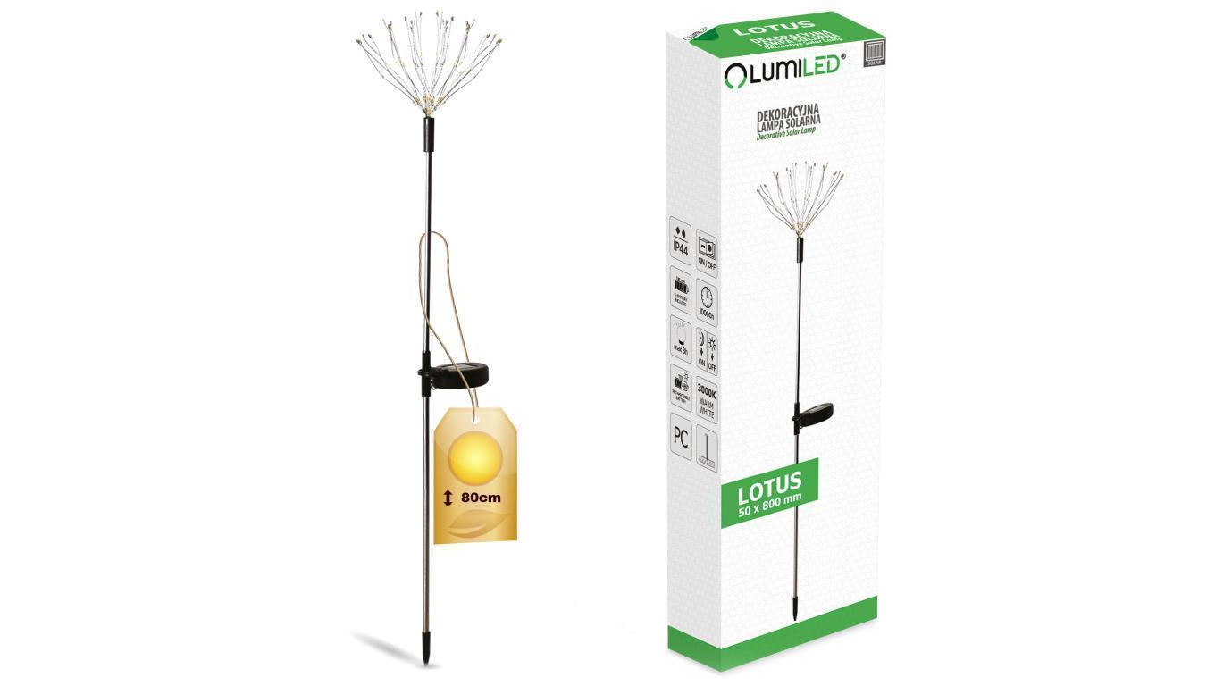 Lampa Ogrodowa LED Solarna Wbijana Dmuchawiec LOTUS 80cm 3000K LUMILED