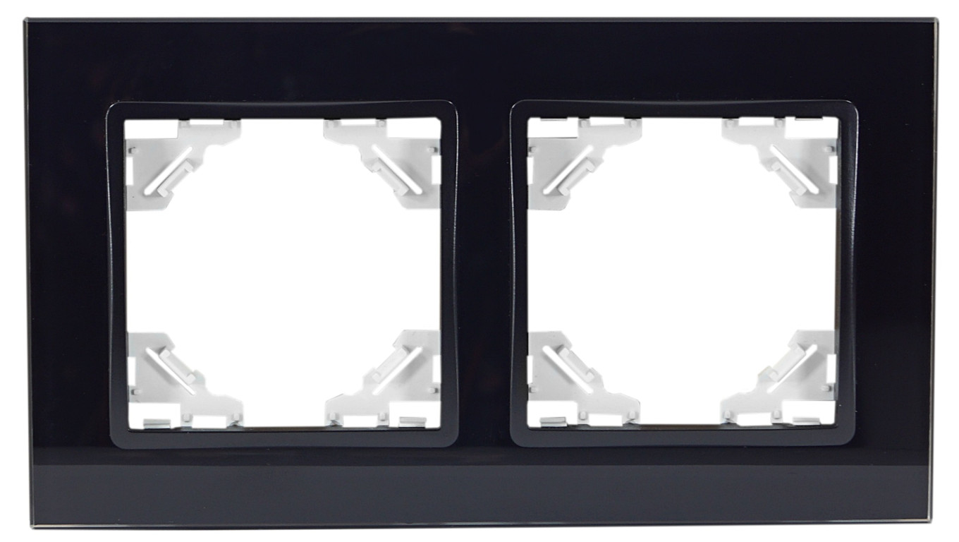 QUADRA RAMKA PODWÓJNA SZKLANA CZARNA WŁĄCZNIK