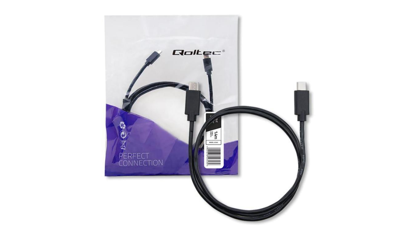 Qoltec Kabel USB 2.0 typ C męski USB 2.0 typ C męski 1.4m Czarny
