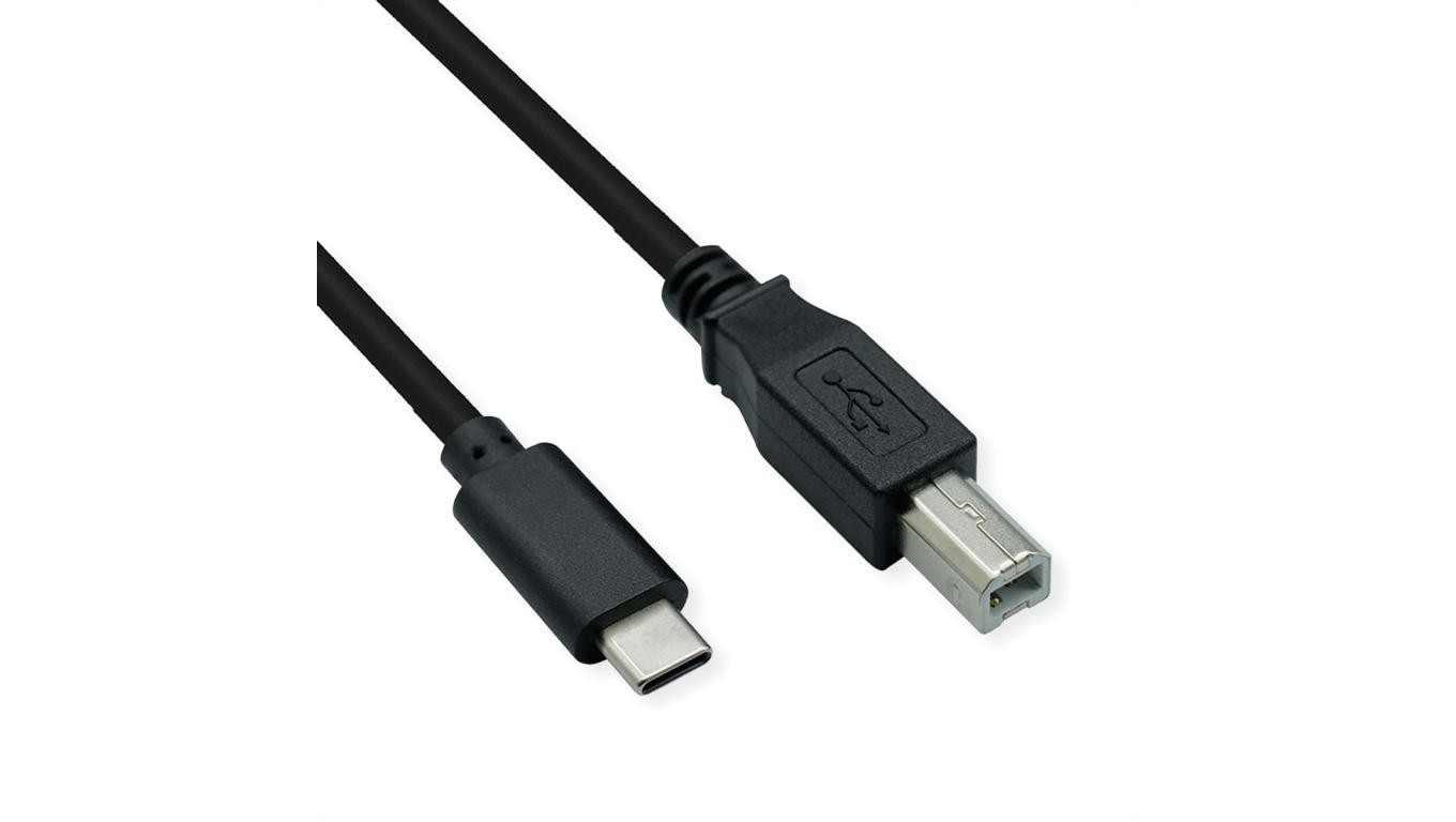 Kabel ROLINE USB2.0 typu C, C - B, M/M, czarny, 4,5 m