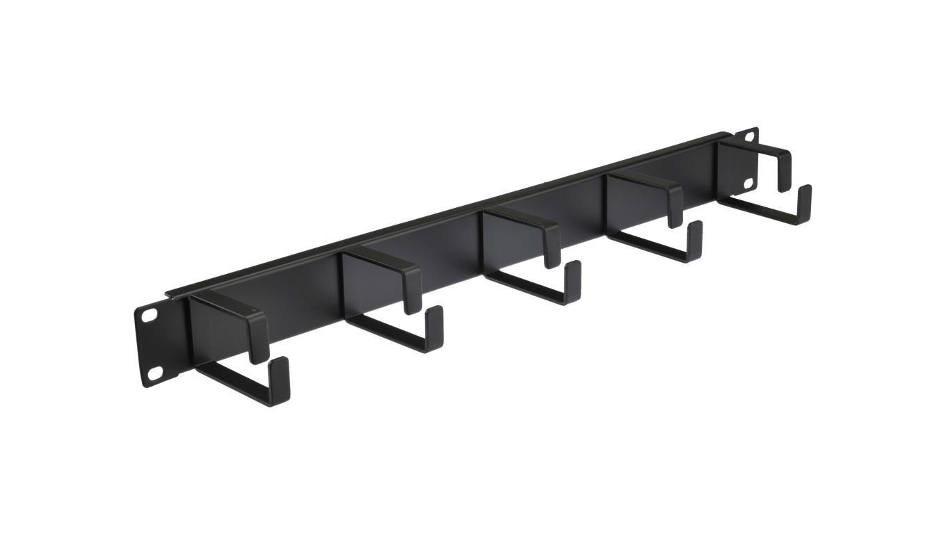 Organizator kabli RACK 19 1U metalowy czarny NEKU z metalowymi uchwytami