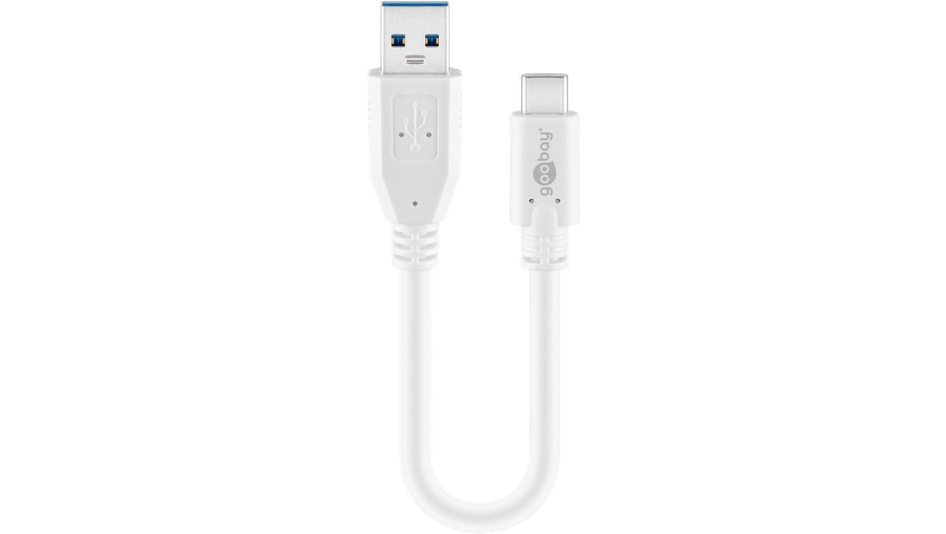 Kabel USB-C™ na USB-A 3.0, biały - Długość kabla 0.2 m