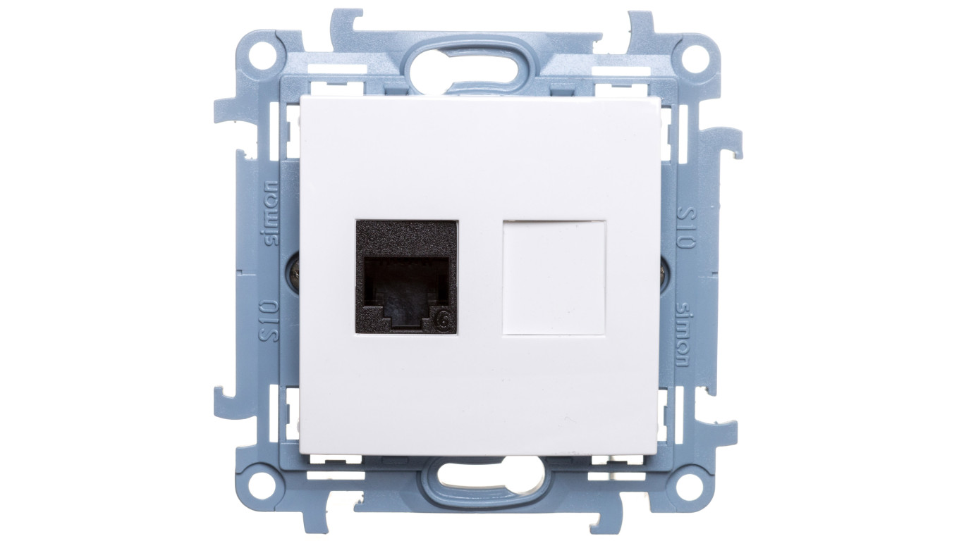 Simon 10 Gniazdo komputerowe pojedyncze RJ45 kat.6 biały C61.01/11