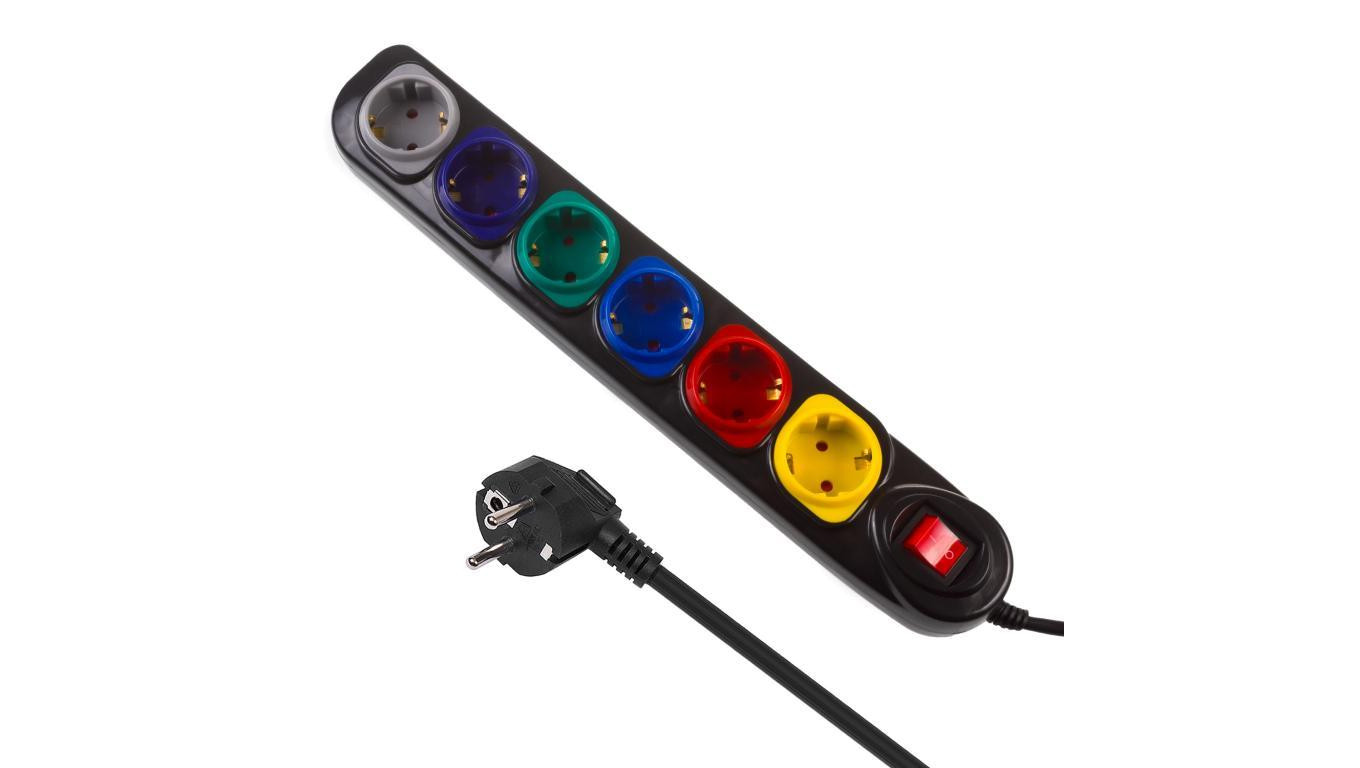 Listwa zasilająca Maclean, przedłużacz 6 gniazd, z włącznikiem, 250VAC/10A, 1.5m, MCE509 B