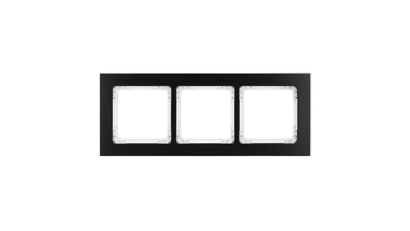 DECO Ramka uniwersalna potrójna - aluminium szczotkowane (ramka: czarna spód: biały) 12-0-DRA-3