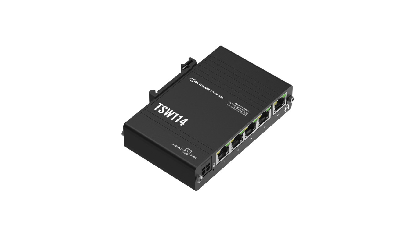 Switch 5x RJ45 1000Mb/s, szyna DIN Teltonika TSW114