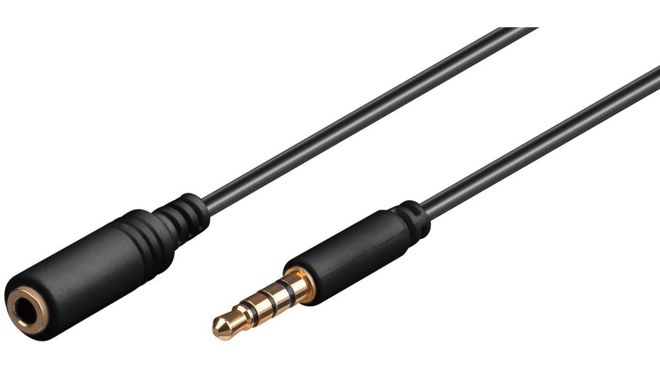 Przedłużacz do słuchawek i audio AUX, 4-pinowy 3,5 mm cienki, CU - Długość kabla 5 m