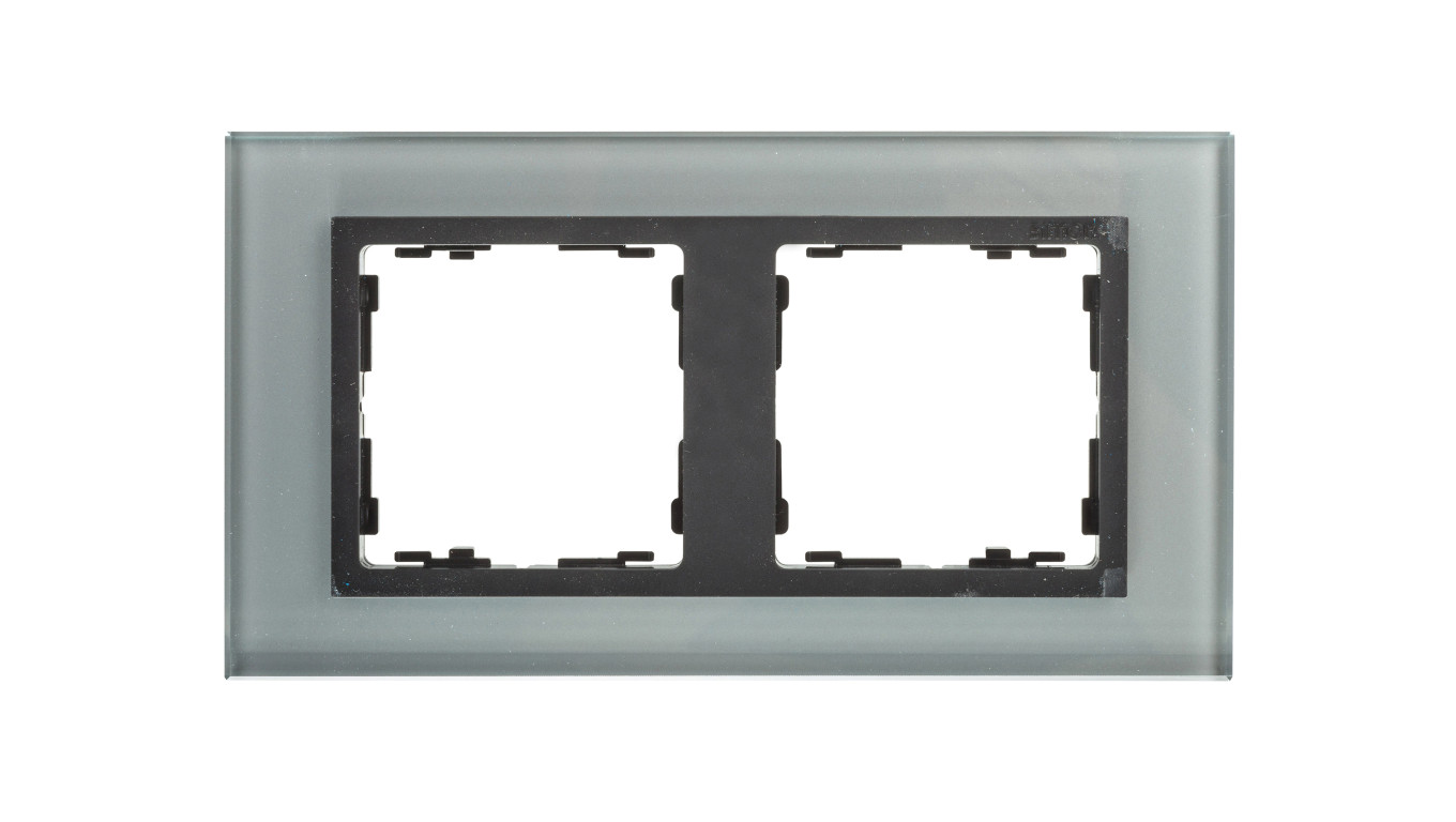 Simon 82 Ramka podwójna pozioma szklana szara/ ramka pośrednia grafit 82827-35