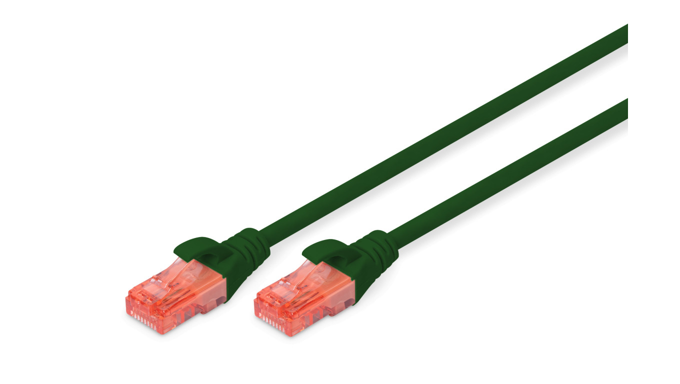 Kabel krosowy (patch cord) RJ45-RJ45 kat.6 U/UTP AWG 26/7 PVC 10m zielony DK-1612-100/G