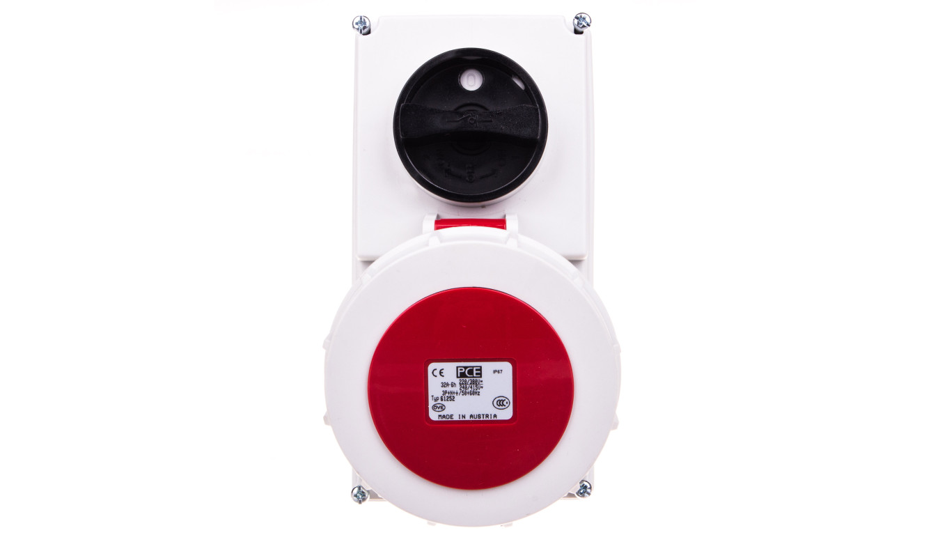 Gniazdo stałe z wyłącznikiem 0-1 małe 16A 5P 400V IP67 /blokada mechaniczna/ 61152-6
