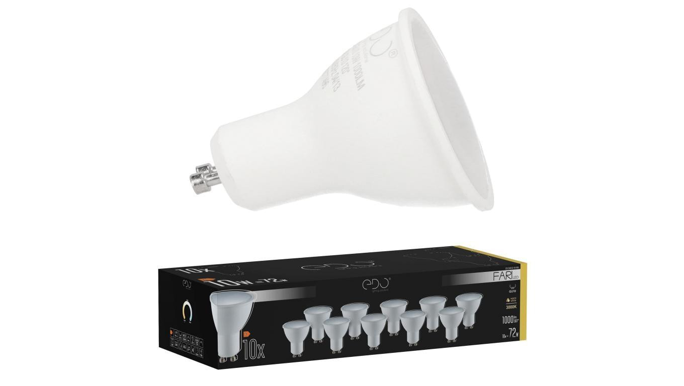 Zestaw 10x żarówka FARI LED GU10 10W 3000K ciepła WW 1000lm 120st EDO777496 EDO