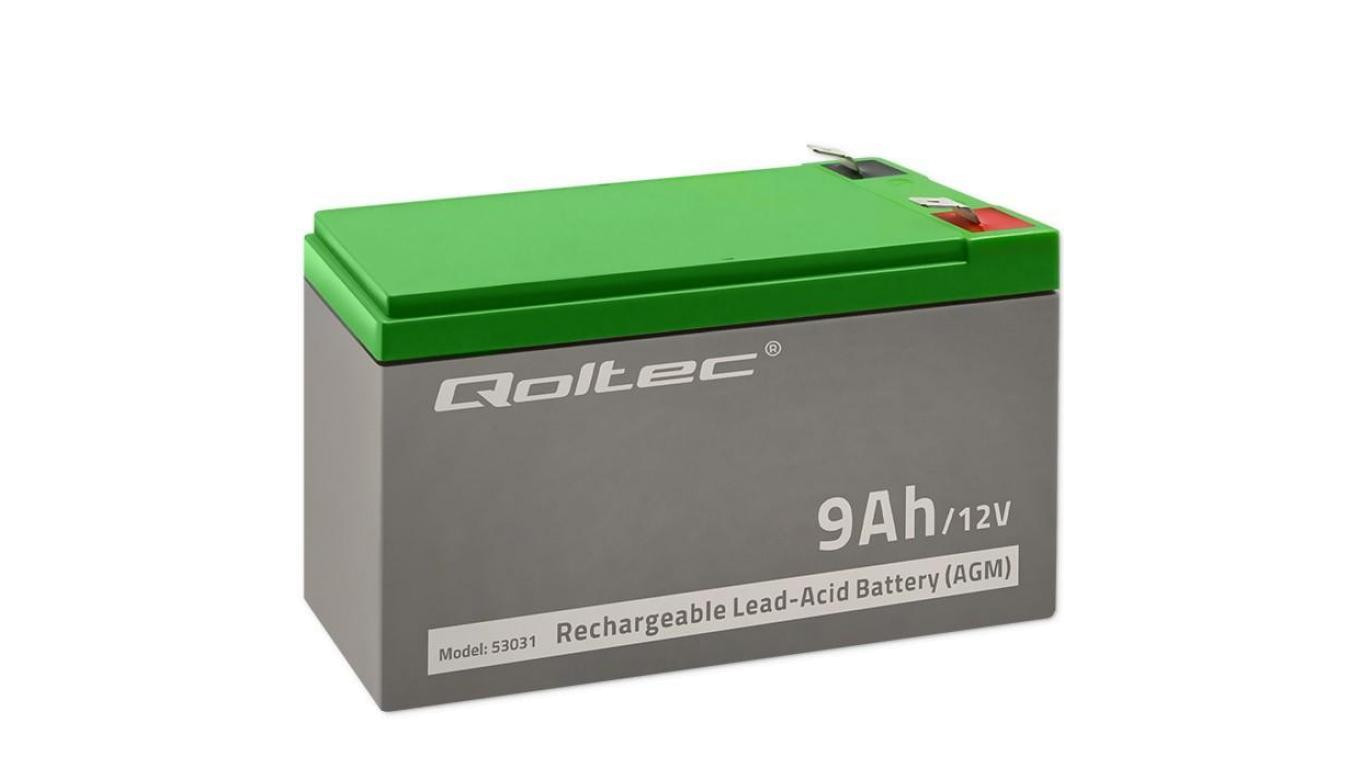 Qoltec Akumulator AGM 12V 9Ah Bezobsługowy Wydajny LongLife do UPS, security