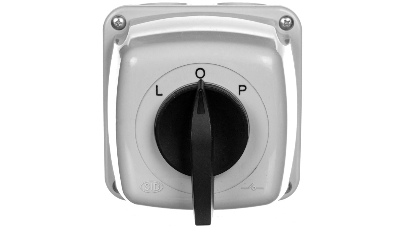 Łącznik krzywkowy L-0-P 3P 63A w obudowie IP65 ŁUK 63-43 916330