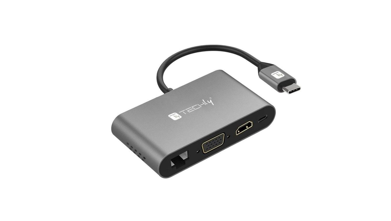 Adapter USB-C Multiport HDMI/Vga/RJ45/USB-C Pd/USB-A/Microsd IADAP USB31-DOCK3
