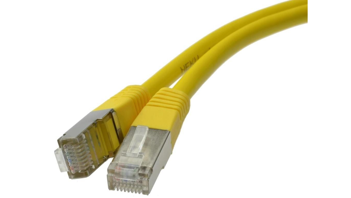 Patchcord FTP kat.5e kabel sieciowy LAN 2x RJ45 linka żółty 1m