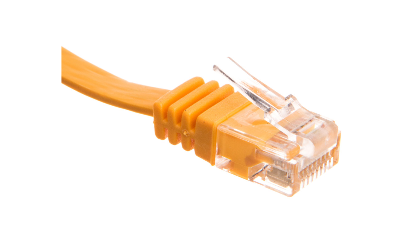 Kabel krosowy płaski patchcord U/UTP kat.6 żółty 0,5m 96396