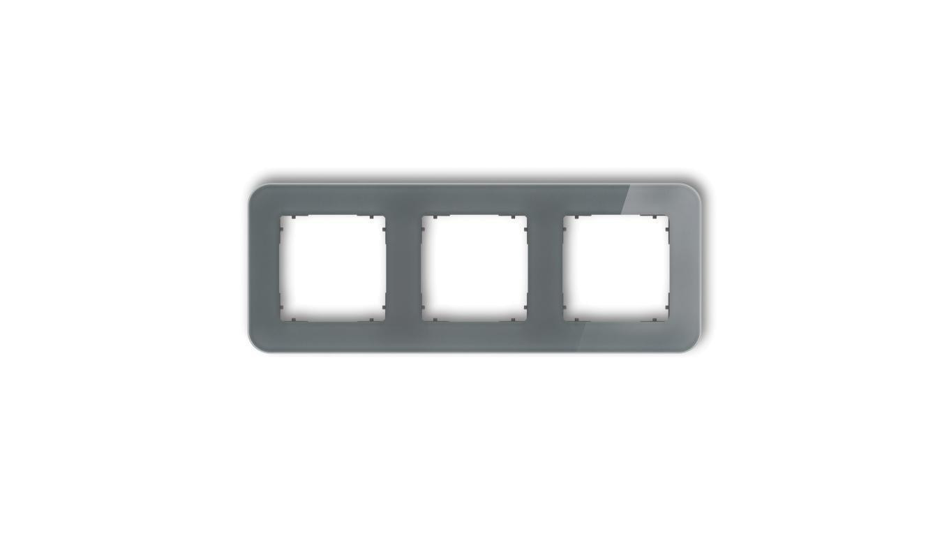 ICON Ramka uniwersalna potrójna zaokrąglona - efekt szkła (ramka: grafitowa spód: grafitowy mat) 28-28-IRSZ-3