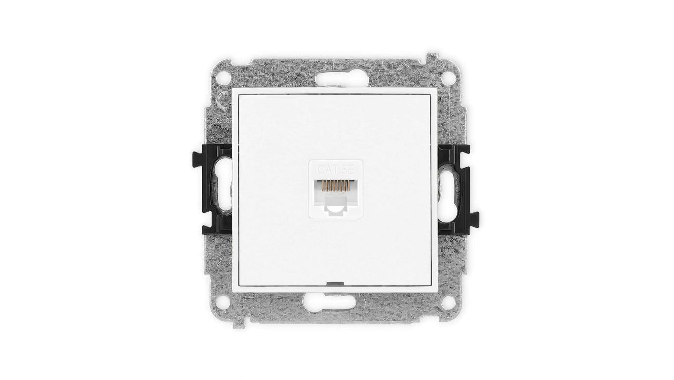 ICON Mechanizm gniazda komputerowego pojedynczego 1xRJ45, kat. 5e, 8-stykowy, bez pola opisowego biały mat 25IGKBO-1