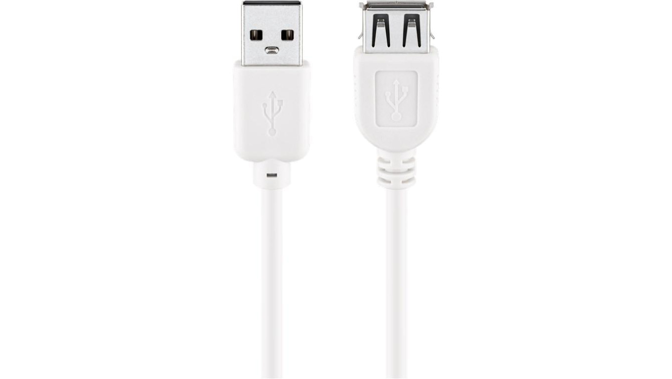 Przedłużacz USB 2.0 Hi-Speed, Biały - Długość kabla 0.3 m