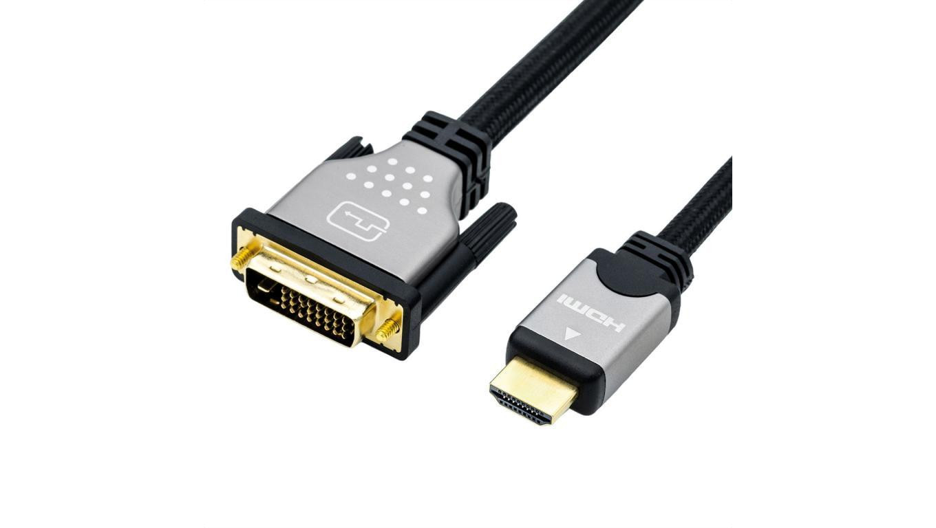 ROLINE Kabel do monitora DVI (24+1) - HDMI, M/M, czarny/srebrny, 1 m