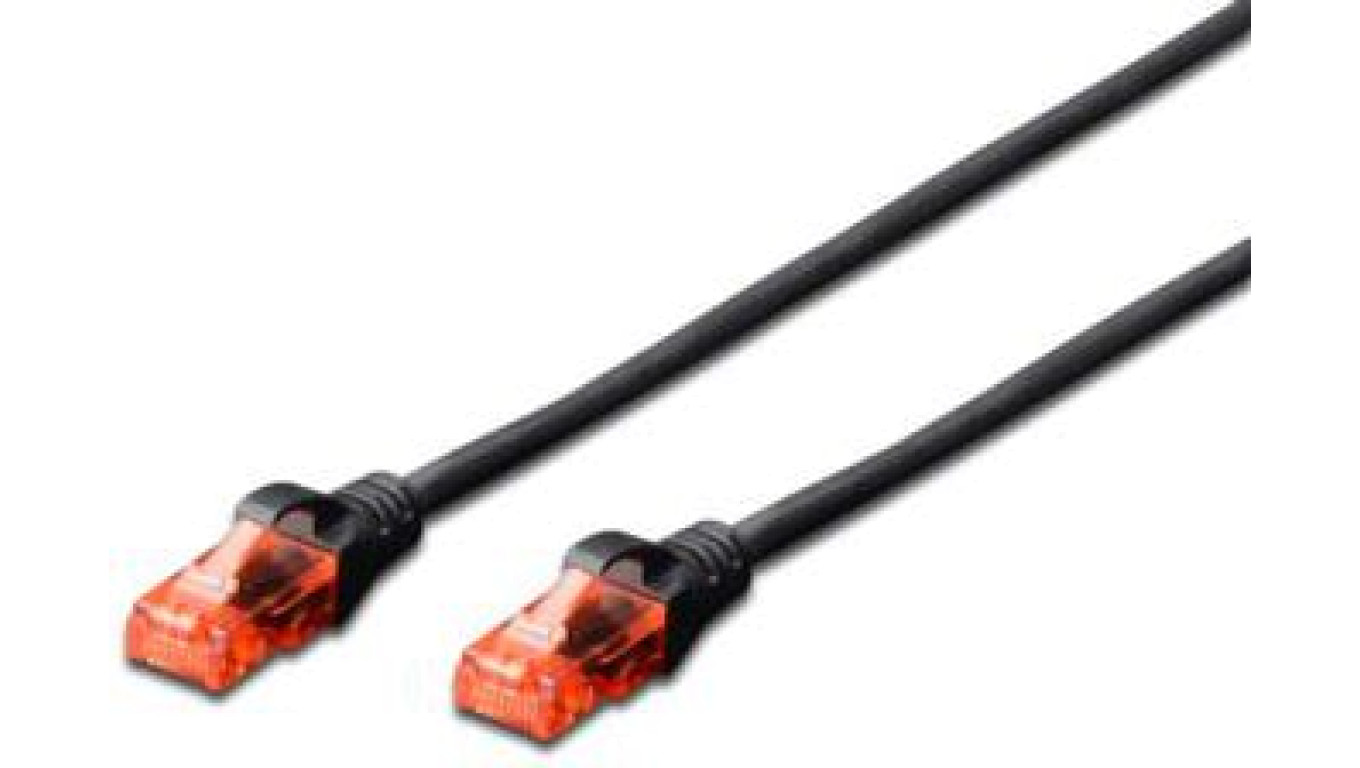 Kabel krosowy (patch cord) RJ45-RJ45 kat.6 U/UTP AWG 26/7 PVC 10m czarny DK-1612-100/BL