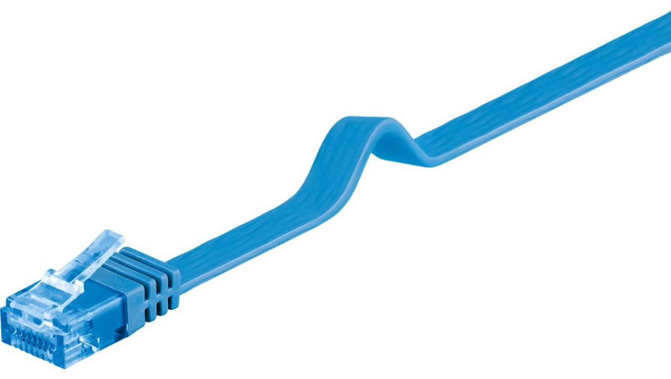 CAT 6A Płaska Kabel połączeniowy,U/UTP, Niebieski - Długość kabla 3 m