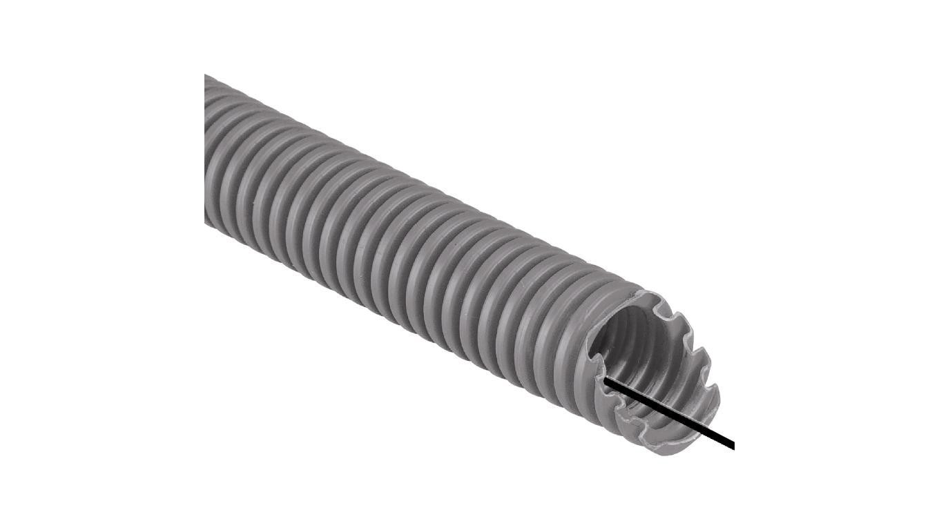 Rura karbowana 750N do zalewania betonem samogasnąca szara z pilotem i smarowaniem fi 20mm -5 C +90 C /100m/