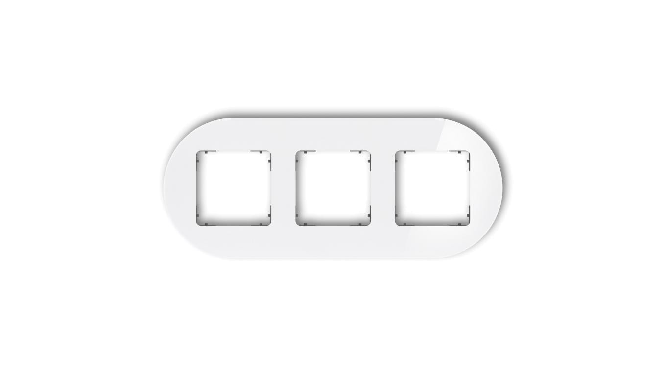 ICON Ramka uniwersalna potrójna okrągła - efekt szkła (ramka: biała spód: grafitowy mat) 0-28-IRSO-3