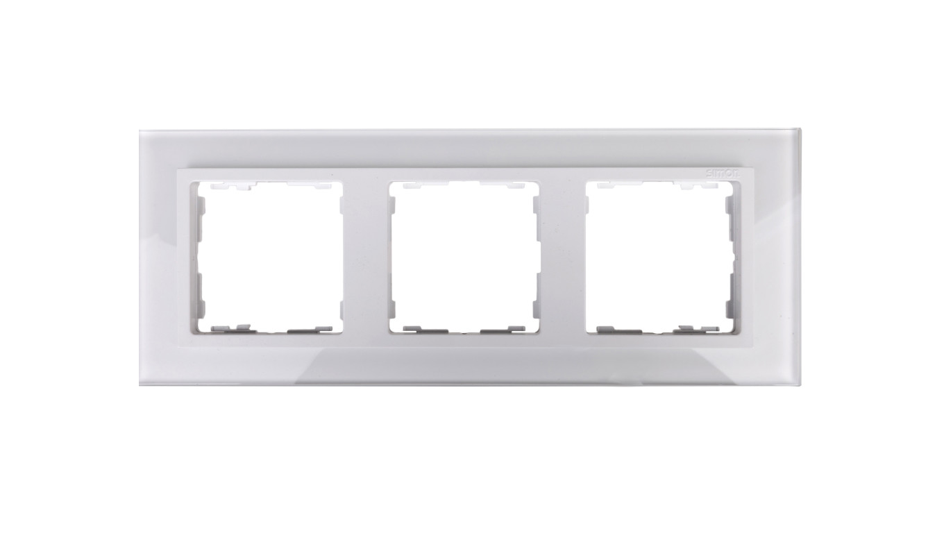 Simon 82 Ramka potrójna pozioma szklana/ ramka pośrednia biała 82637-30
