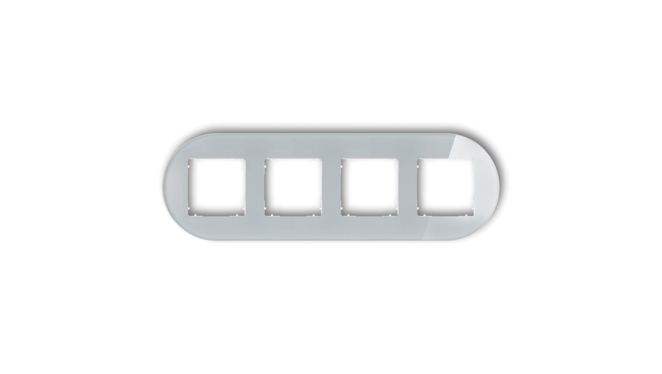 ICON Ramka uniwersalna poczwórna okrągła - efekt szkła (ramka: szara spód: biały) 15-0-IRSO-4