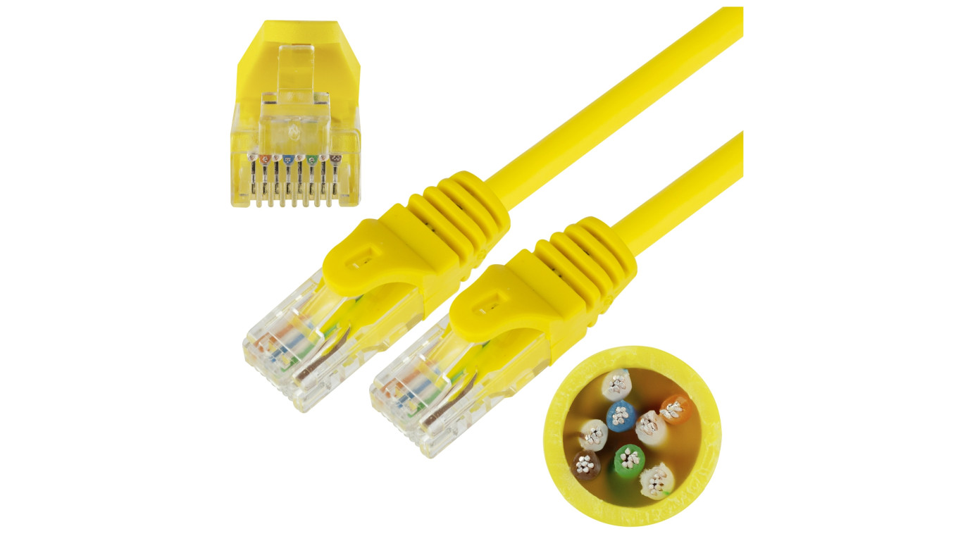 Patchcord UTP kat.5e kabel sieciowy LN 2x RJ45 linka żółty 0,5m NEKU