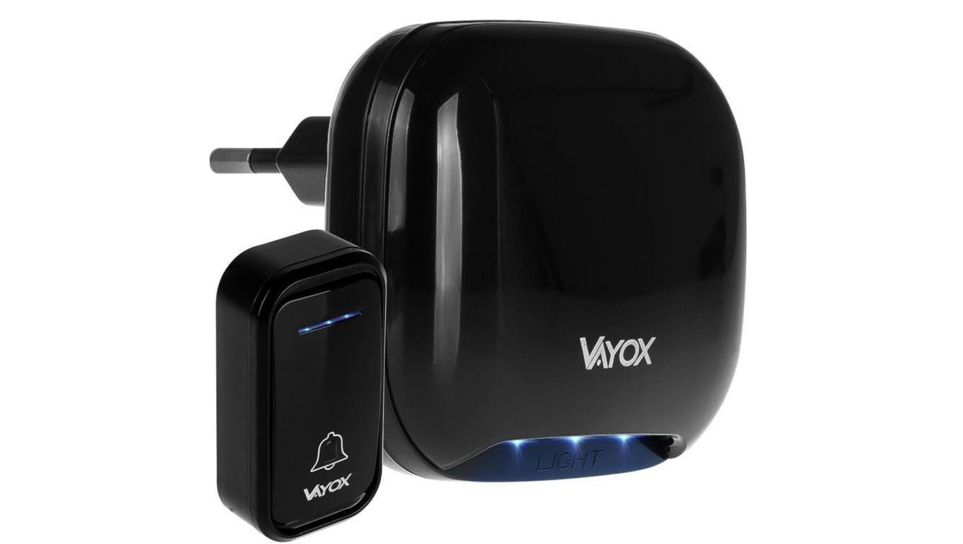 Dzwonek bezprzewodowy 110-240V / przycisk na baterie czarny VA0286 Vayox