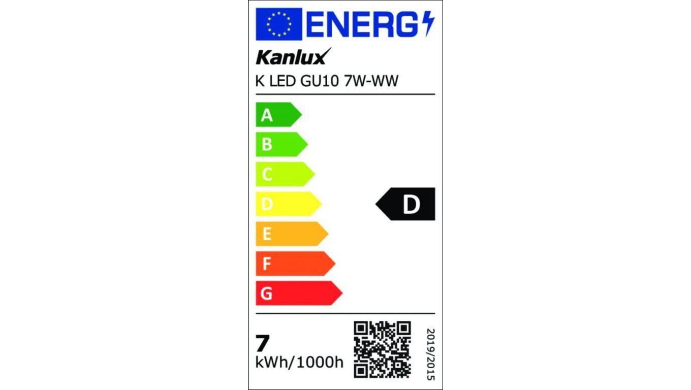 Żarówka LED K LED GU10 7W-WW 1000lm 3000K barwa ciepła 36334