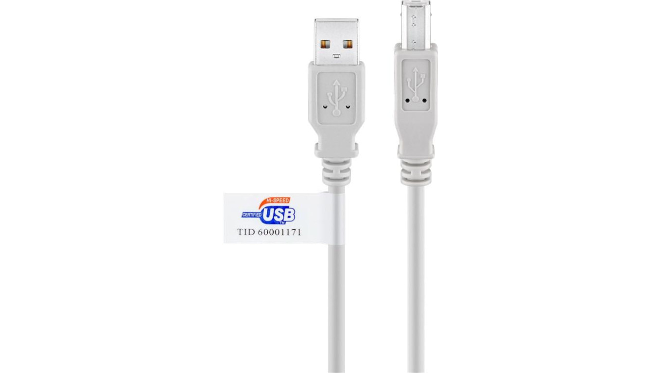 Kabel USB 2.0 Hi-Speed z certyfikatem USB, Szary - Długość kabla 3 m