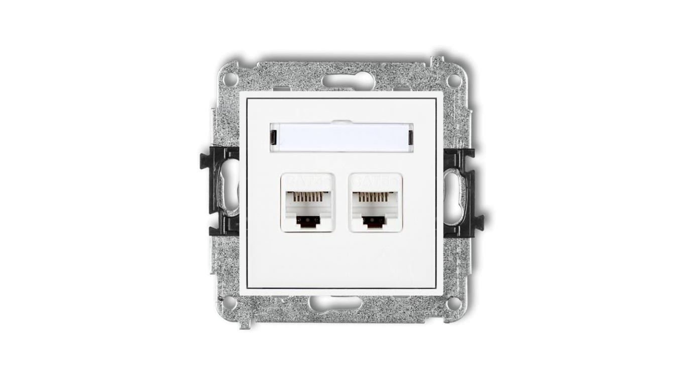 MINI Gniazda komputerowe podwójne 2xRJ45, kat. 5e, 8-stykowy biały MGK-2