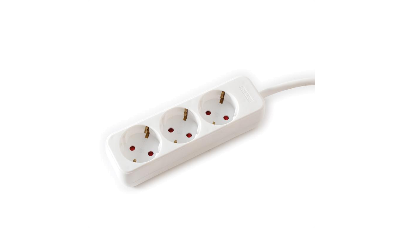 VALUE Gniazdo 3-drożne bez przełącznika, białe, 1,5 m