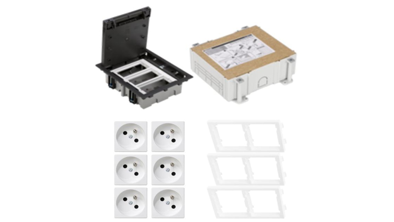 KONTAKT SIMON FLOOR BOX puszka podłogowa 6x gniazdo pojedyncze z/u + kaseta do wylewki
